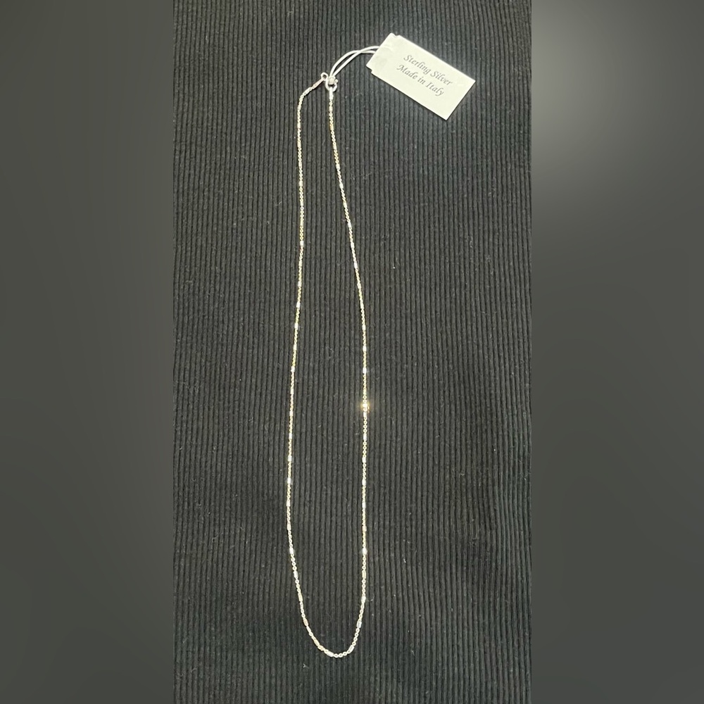 Dainty Sterling silver 18 inch spring ring clasp bar chain necklace
